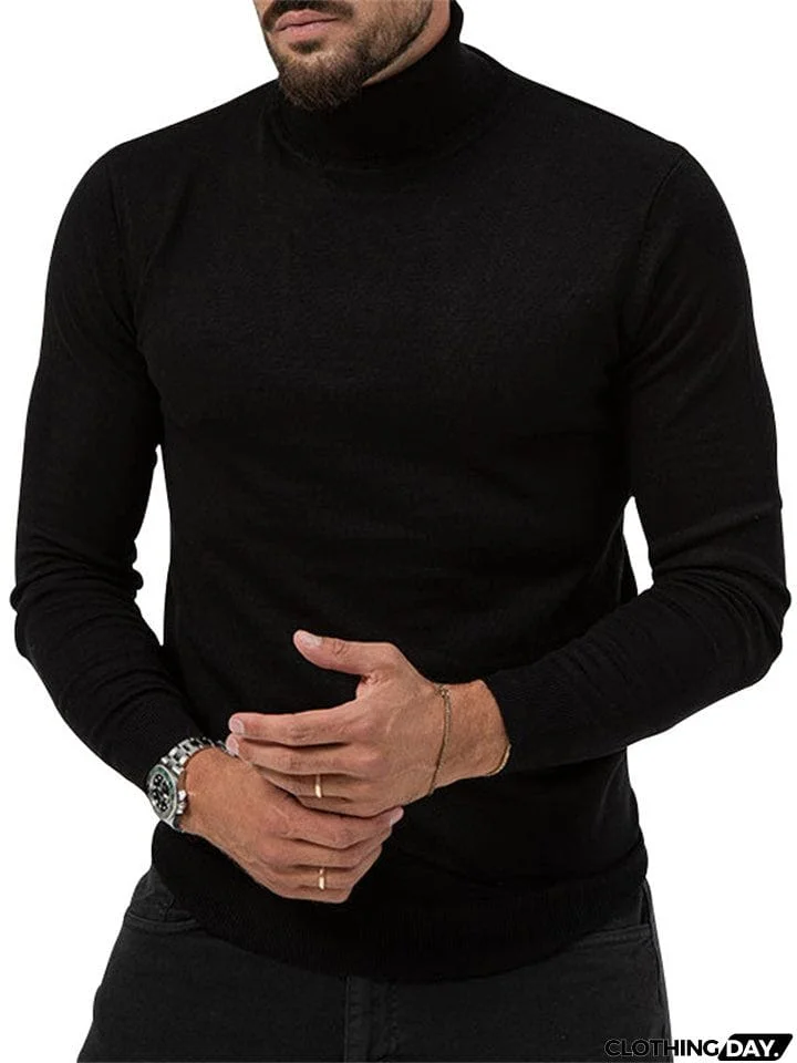 Men's High Neck Stretchy Basic Fleece Shirt for Winter
