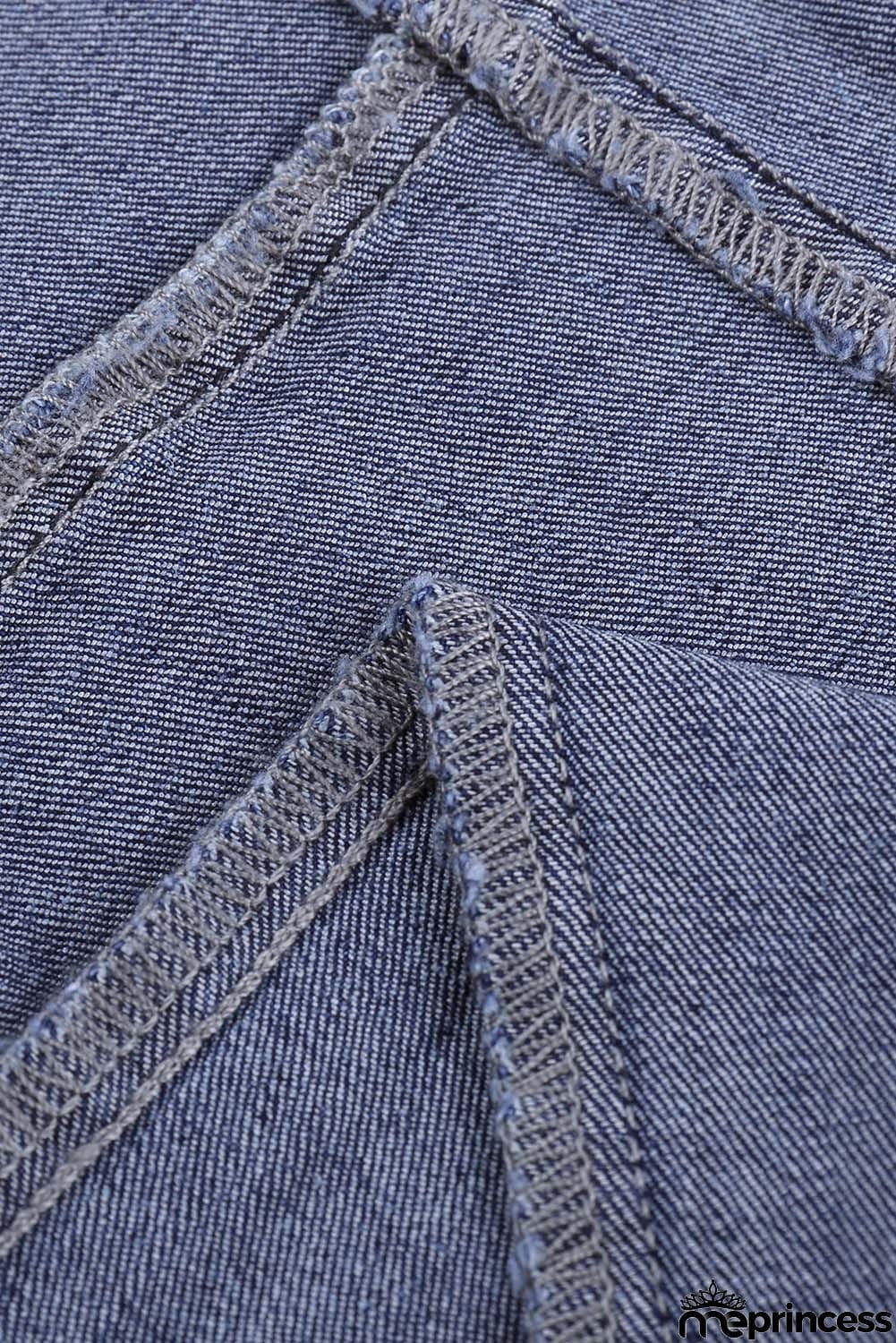 Dark Blue Distressed Patchwork Skinny Jeans