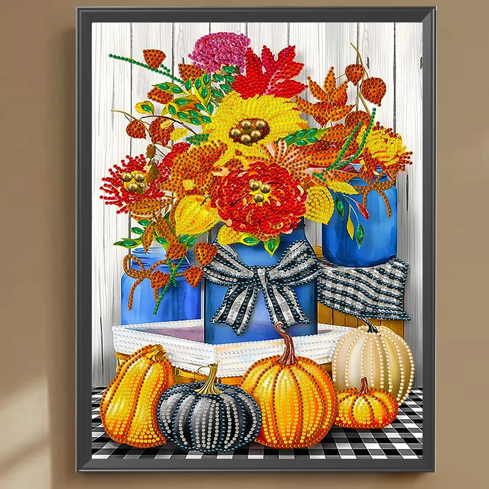 Diamond Painting - Partial Special Shaped Drill - Pumpkin Flora(Canvas|30*40cm)