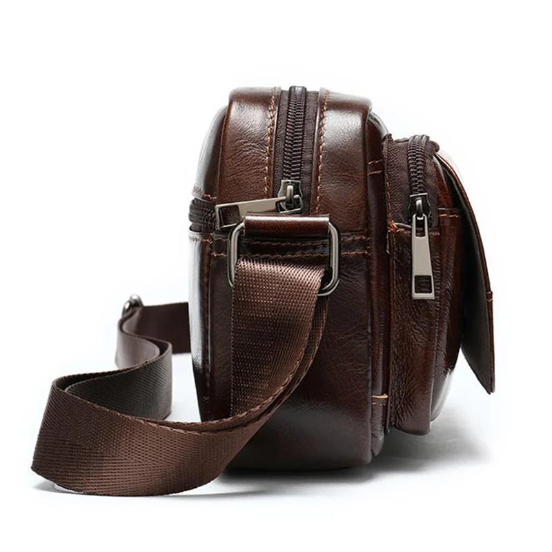 Classic Men's Crossbody Bag Leather Casual Mini Shoulder Bag