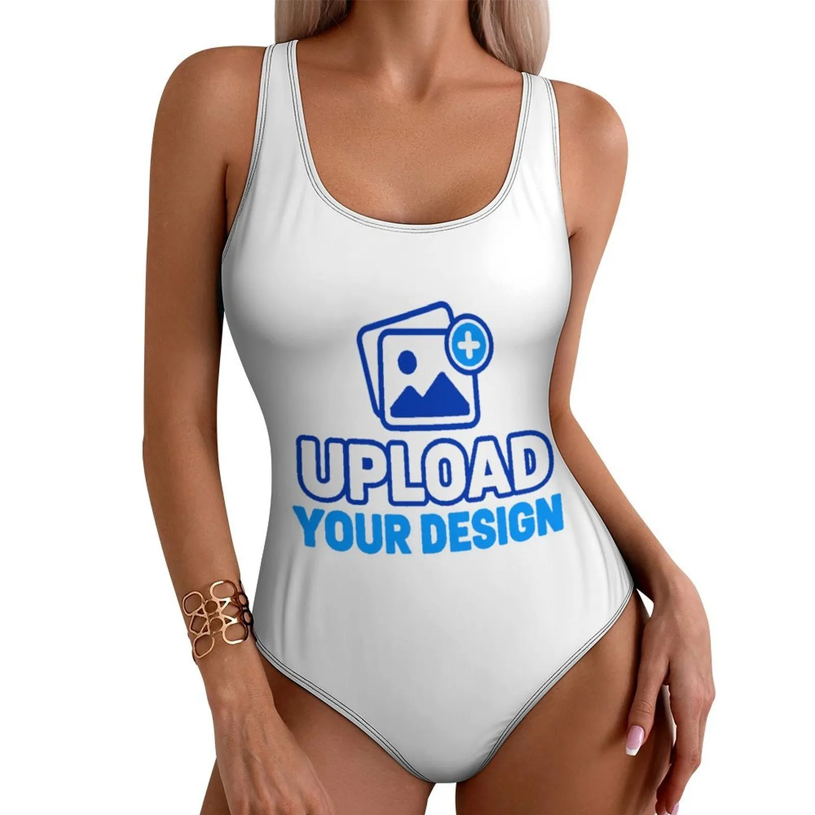 Padded Classic One-Piece Swimsuit &ndash; personalized print product image 8