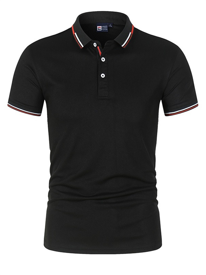 New Solid Color Men's Polo Shirt Large Size Collar T-shirt Short-sleeved
