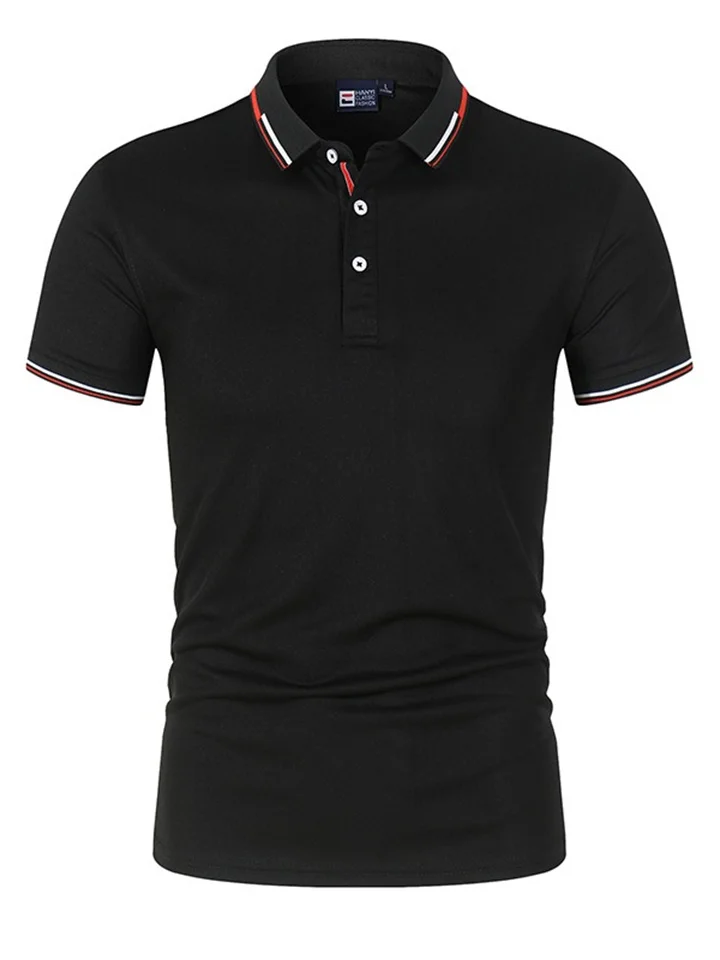 New Solid Color Men's Polo Shirt Large Size Collar T-shirt Short-sleeved