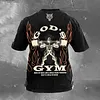 God's Gym Wolf Graphics Washed Cotton Gym T-shirt by Inlyline