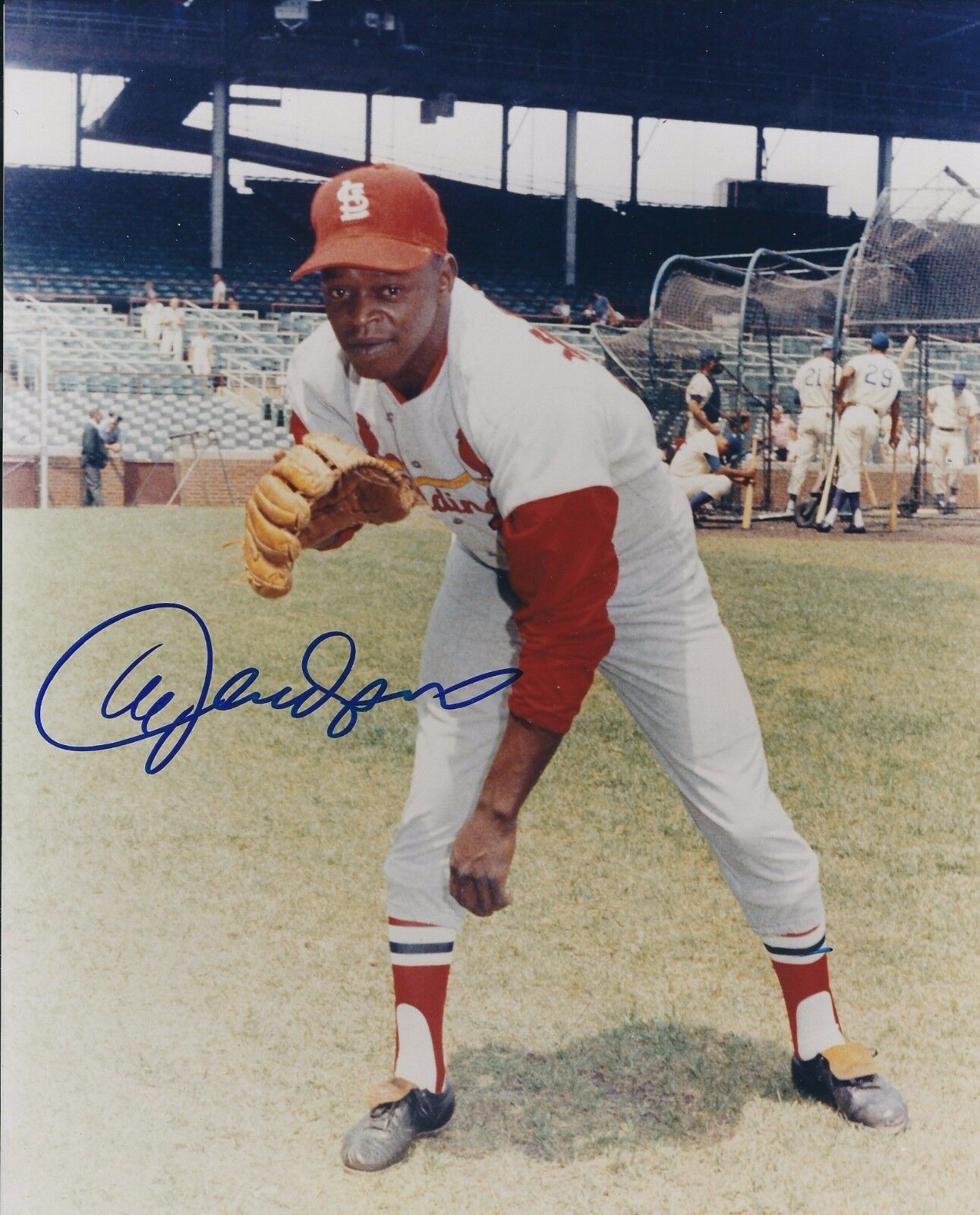 Signed 8x10 AL JACKSON St. Louis Cardinals Autographed Photo Poster painting - w/COA