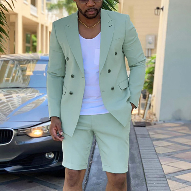 Men'S  Fashion Blazer And Shorts Two Piece Set