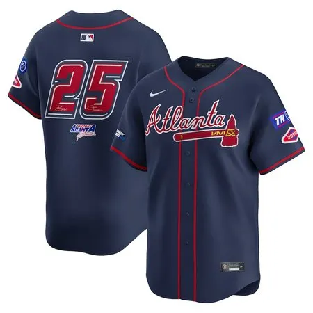 Men's Atlanta Braves #25  Navy 2025 MLB Speedway Classic Alternate Limited Jersey
