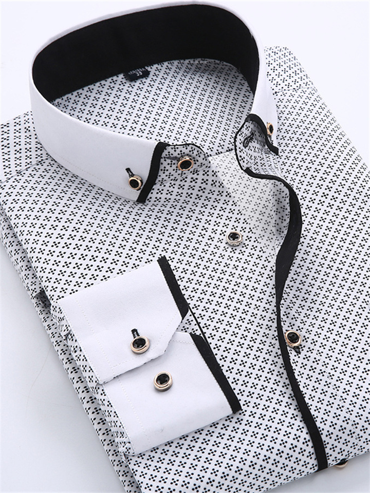 Men's Dress Shirt Button Down Shirt Collared Shirt Polka Dot Turndown Black White Red Navy Blue Blue Outdoor Work Long Sleeve Button-Down Print Clothing Apparel Fashion Streetwear Cool Business