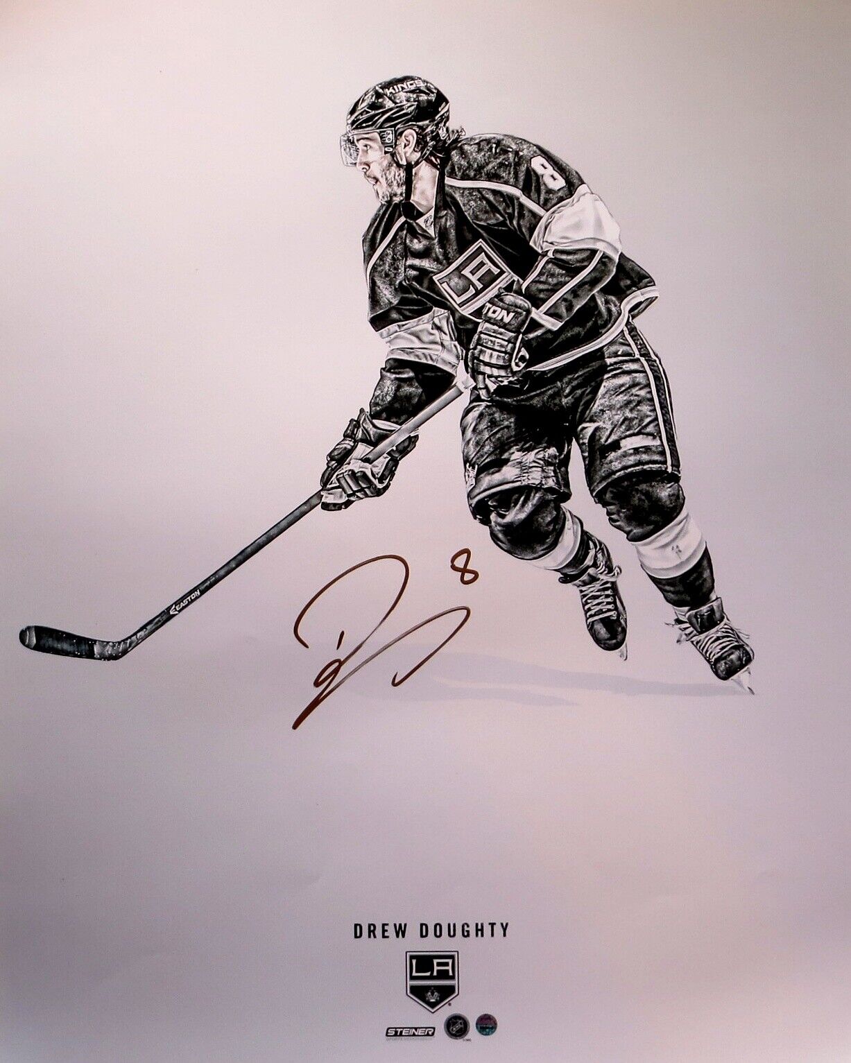 Drew Doughty Autographed 16X20 Photo Poster painting Platinum Artistic Sketch Kings Steiner