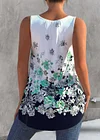 Plus Size Floral Print Round Neck Casual Loose Tank Top