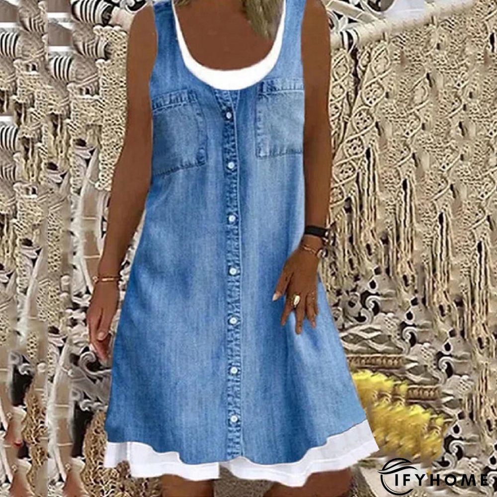 Sleeveless Fake Two Piece Casual Dress | IFYHOME