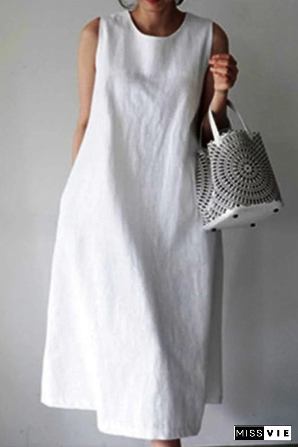 Casual Simplicity Solid Solid Color O Neck Vest Dress Dresses