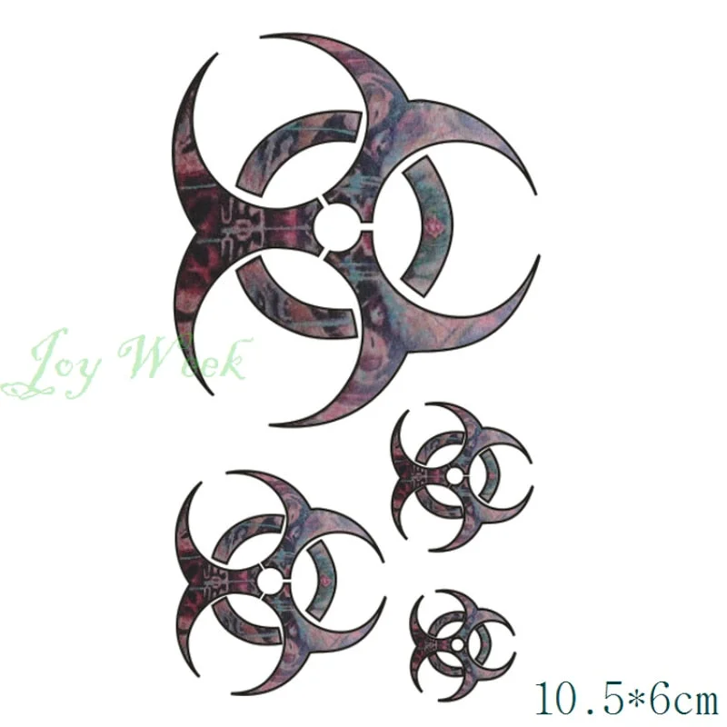 Waterproof Temporary Tattoo sticker Biological hazard Biohazard danger peace day tatto flash tatoo fake tattoos for men women