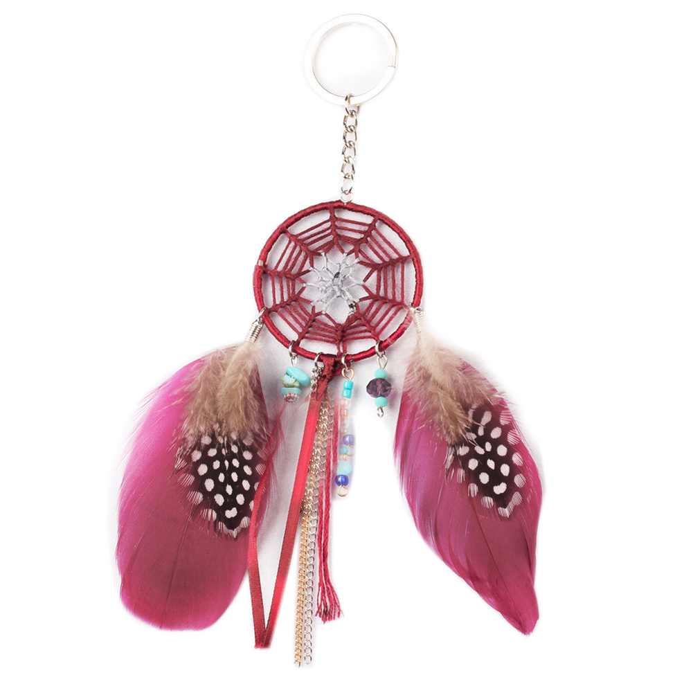 

Feather Bead Dream Catcher Bag Purse Clutch Keyring Key Chain Ring Keychain, 501 Original