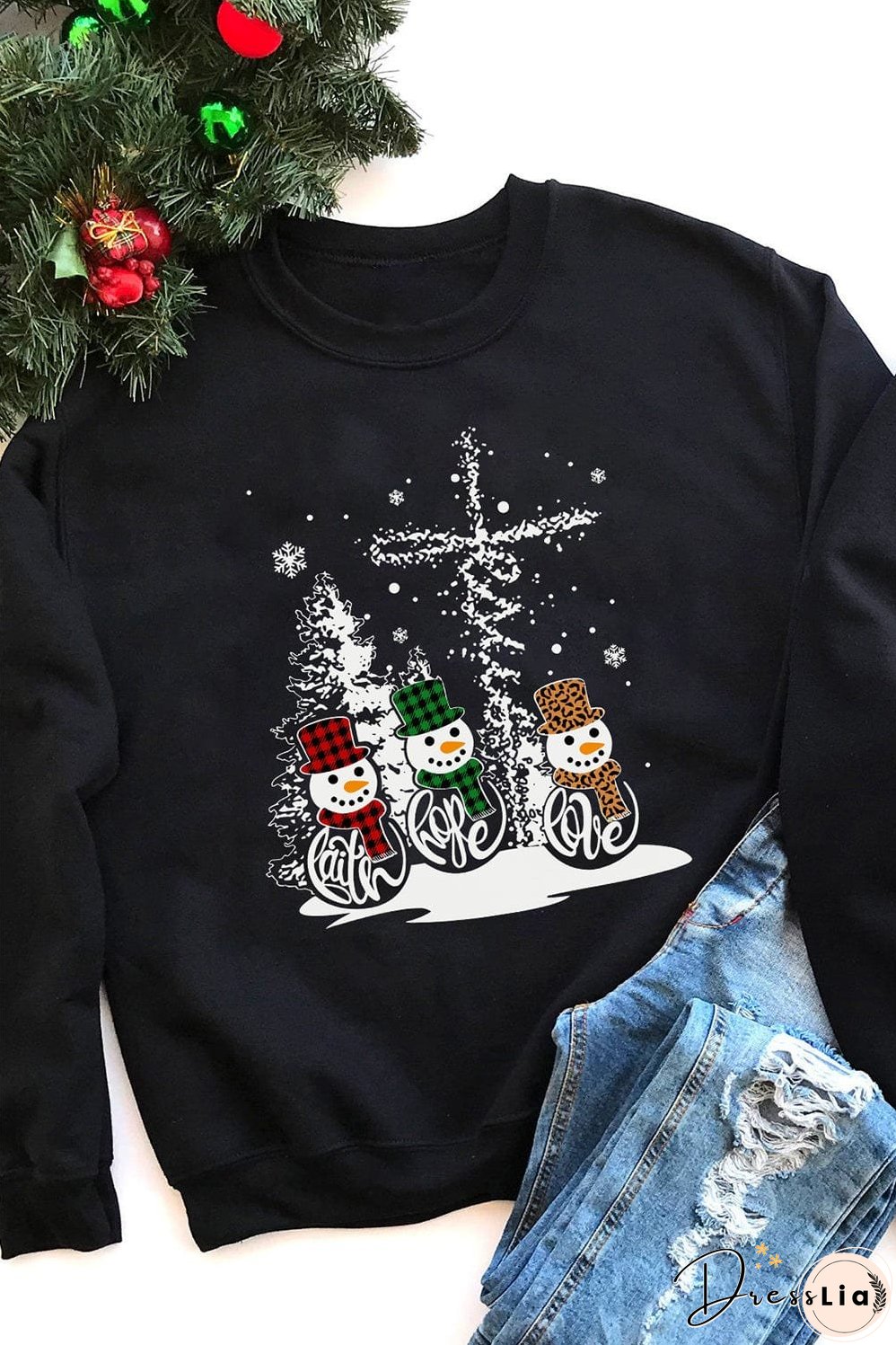 Cozy Black Snowman Christmas Sweater