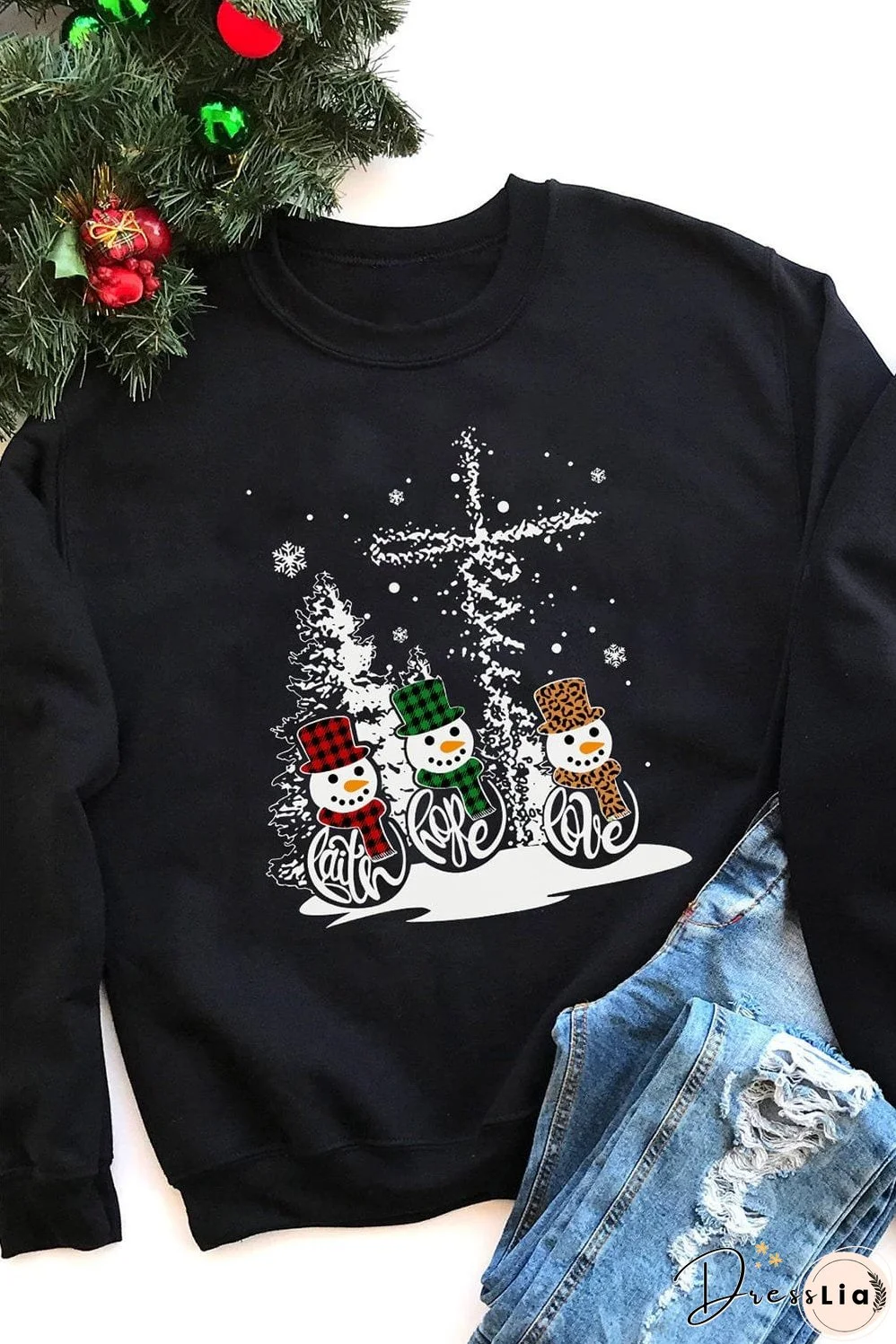 Cozy Black Snowman Christmas Sweater