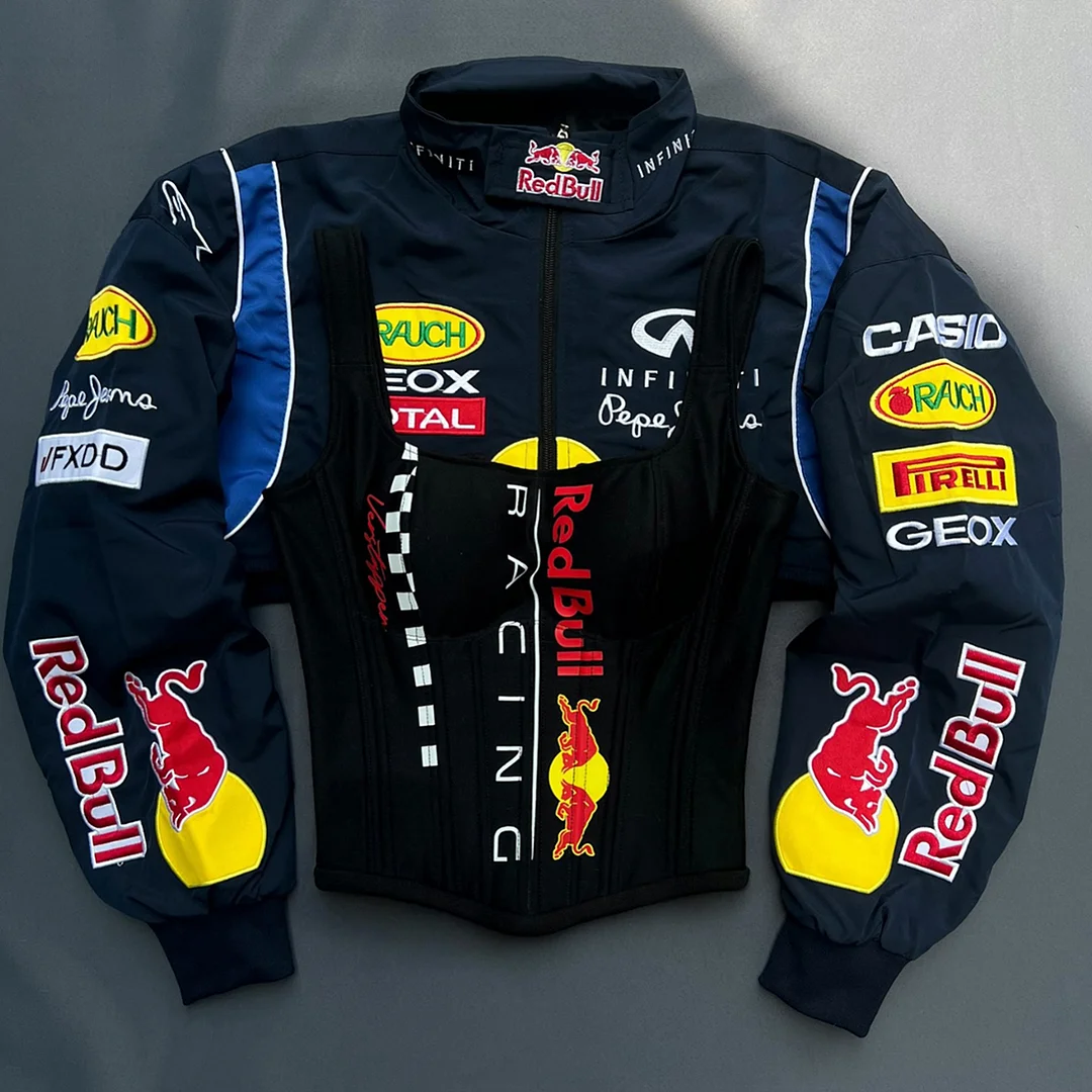 Women's Racing Print Suit Suspenders + Jacket Sexy Racing Girl Suit