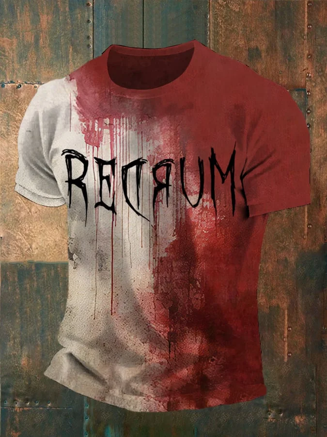 Men'S Blood-Printed Pit Strip Fabric Print T-Shirt  b620