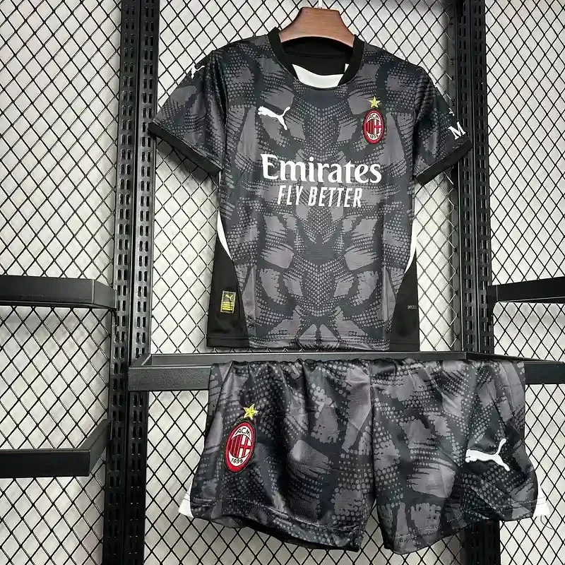 2024/2025 Kids Size AC Milan Black Goalkeeper Soccer Jersey 1:1 Thai Quality