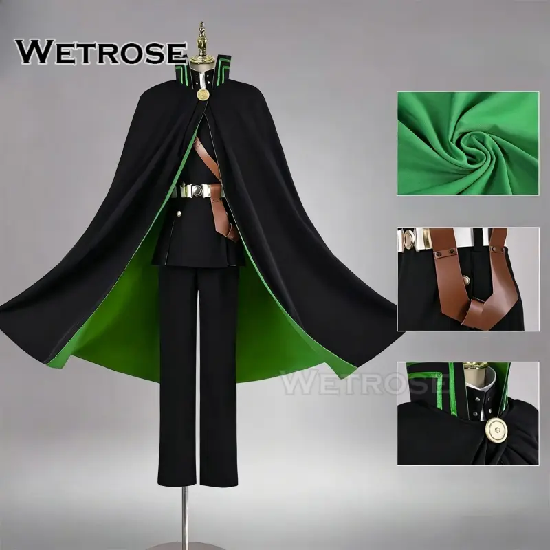 [Wetrose] In Stock Seraph of The End Yuichiro Hyakuya Green Black Uniform Anime Cosplay Costume