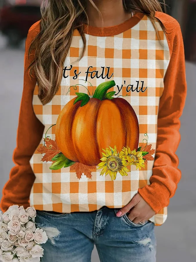 Women's It'S Fall Y'All Pumpkin Long Sleeve Sweatshirt