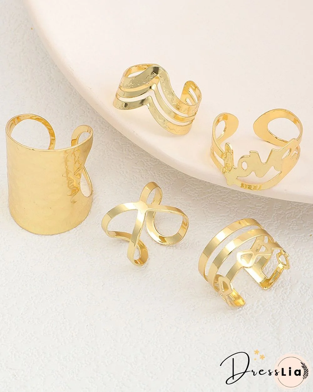 5PCS Love Pattern Metal Rings Set