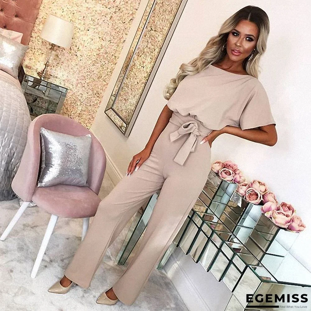 Button Lace-up Short-sleeved Jumpsuit | EGEMISS