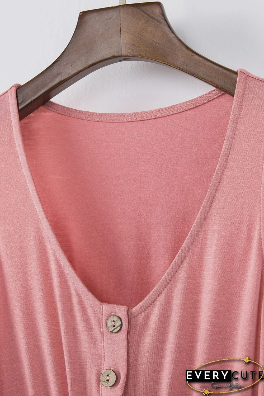 Pink Buttons Sleeveless High Waist Mini Dress