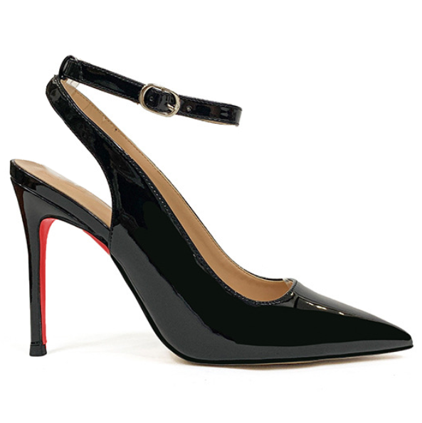 100mm Women's Red Bottoms Ankle Strap Pointed Toe Pumps Wedding Party  High Heels Shoes-MERUMOTE