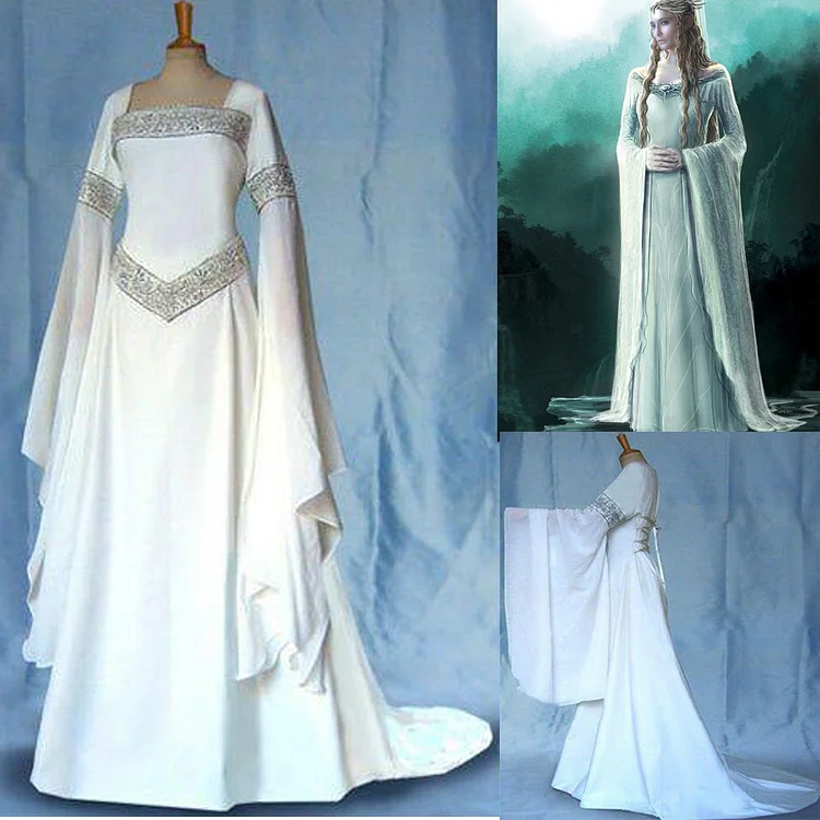 ✨In Stock✨Galadriel Cosplay Costume Dress Elf Queen Outfits Halloween Carnival Suit Party Clothes For Women Role Play Ball Gown