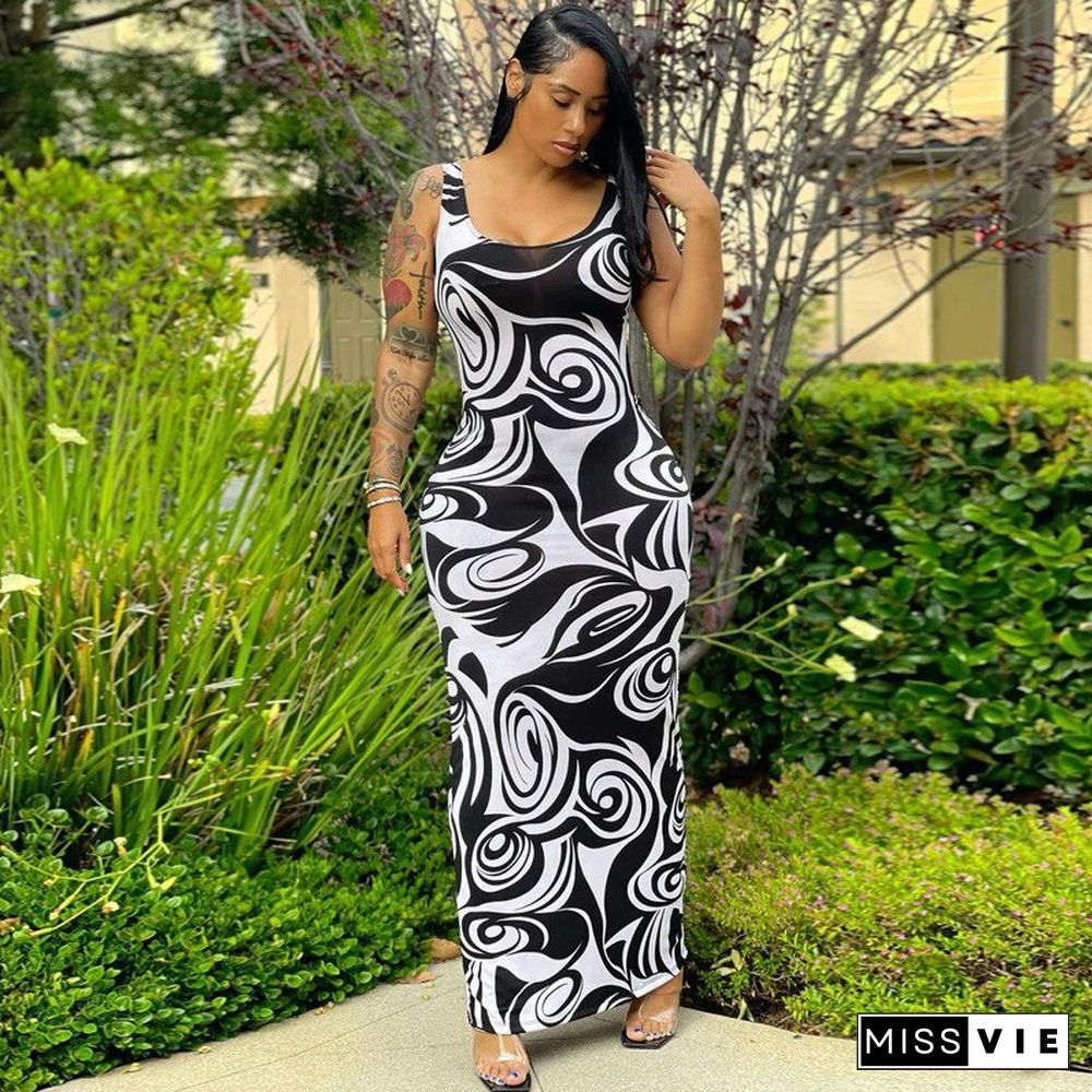 Women's Sleeveless Slim DressNew Spring And Summer Fashion Sexy U-neck Off Shoulder Ruffle Dress Rayon Dress