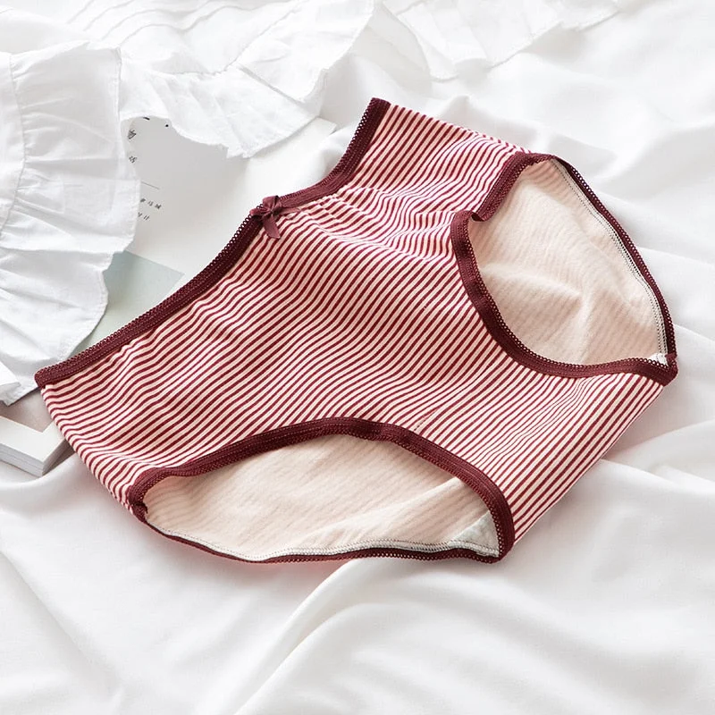 Women's Cotton Underwear Girl Cute Bow Underpants Women's Thread Panties Mid Waist Seamless Panties Girl's Cotton Briefs -xl