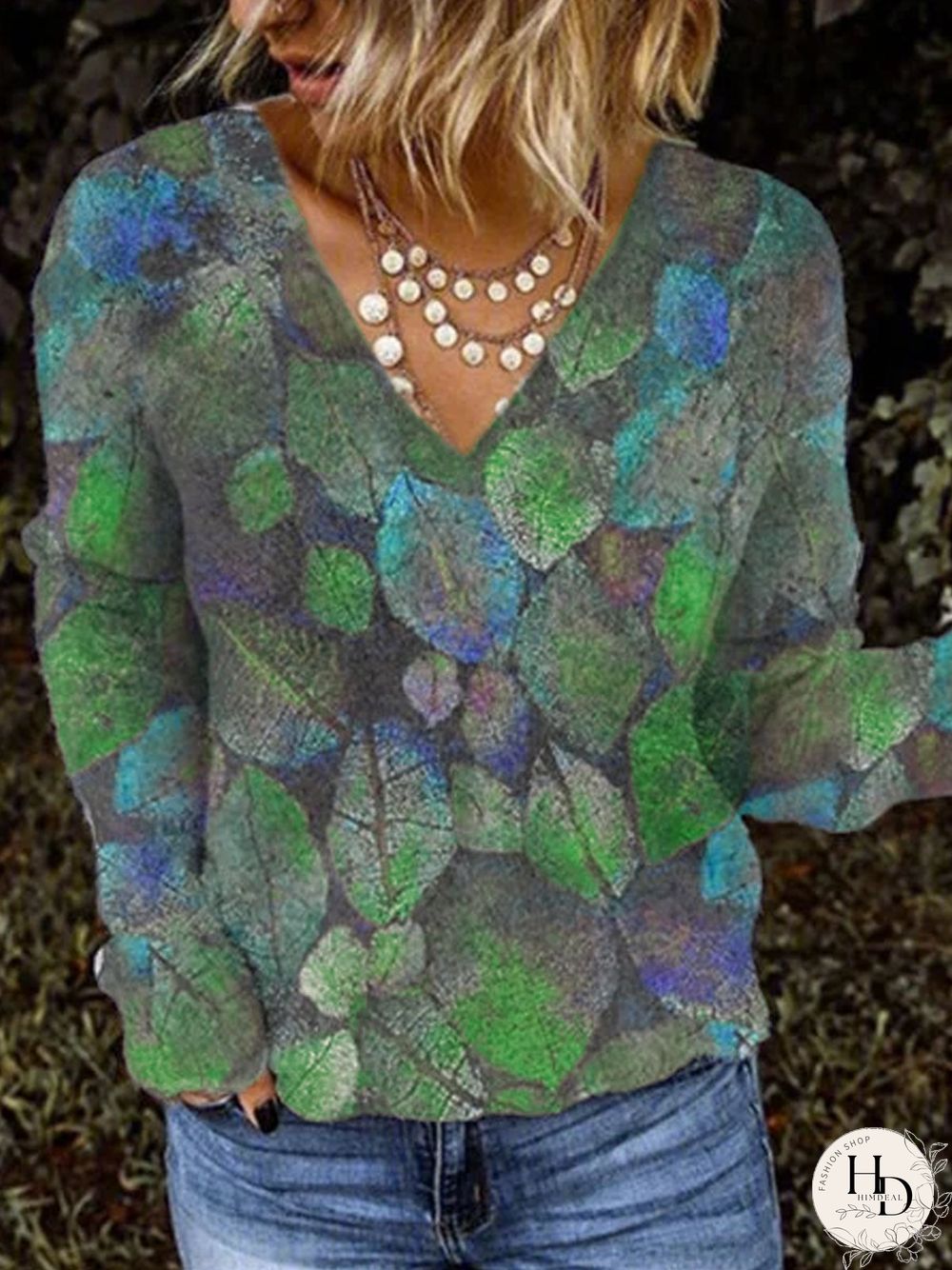 Plus Size Floral Long Sleeve Vintage Tops