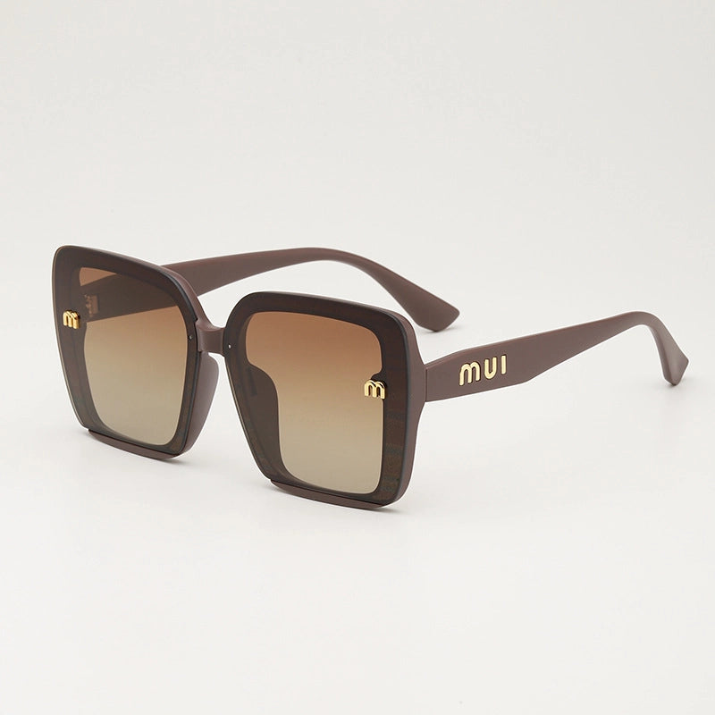 Retro Solid Color Ac Square Full Frame Women's Sunglasses