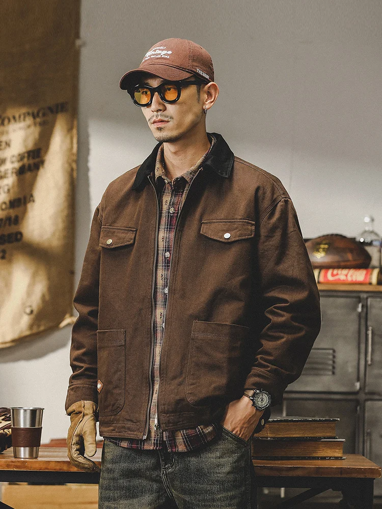 Men's Retro Heavy Loose Casual Detroit Cotton Jacket Coat