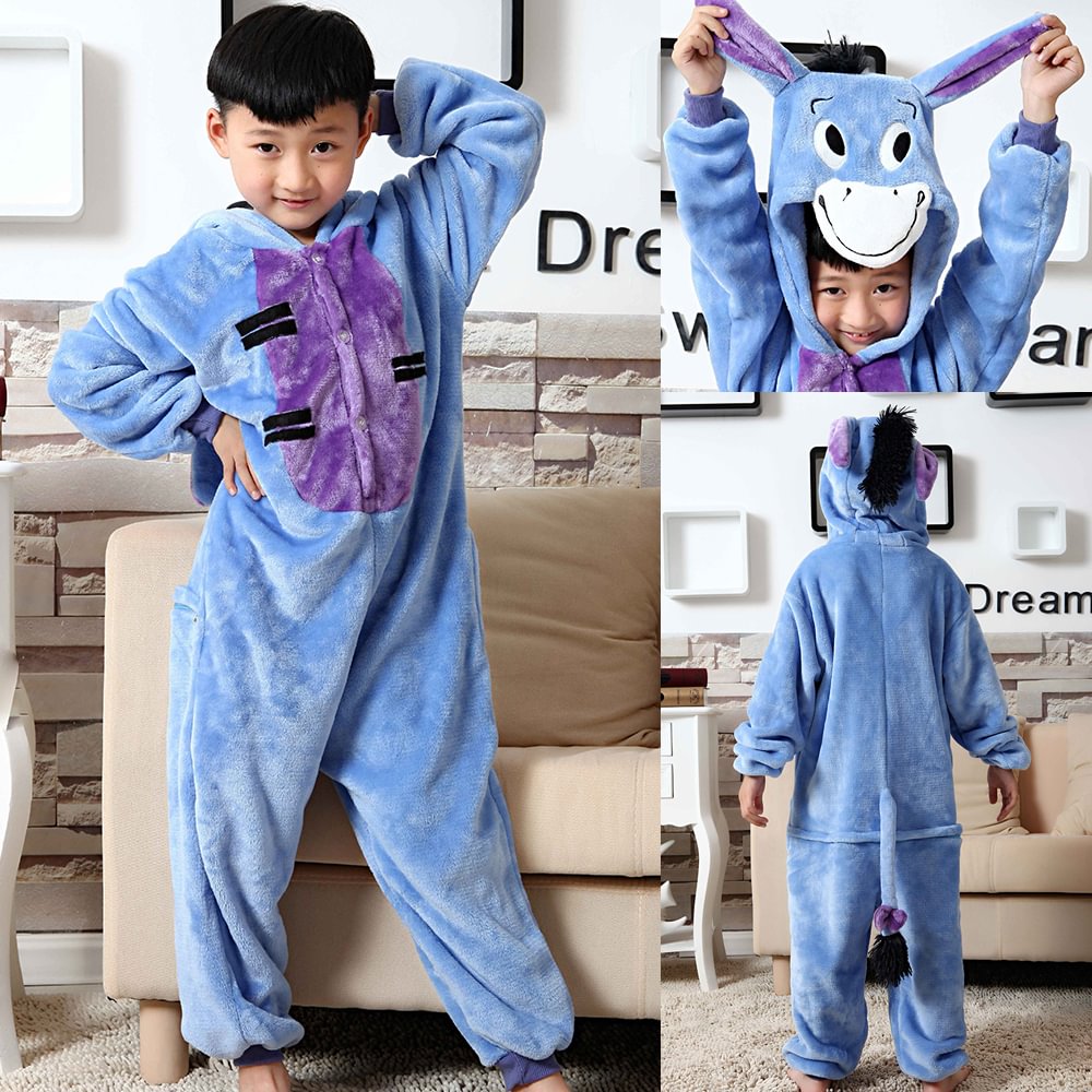 Blue Eeyore Donkey Kid Kigurumi Onesies Pajamas gift Costume-Pajamasbuy