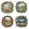 4pcs Four Seasons Scenery In Garland-14CT Stamped Cross Stitch Egyptian Cotton 40*40cm/15.75*15.75in tapestrymarket