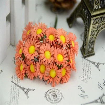 10pcs/lot Mini Silk Daisy Artificial Flowers Bouquet Multicolor Scrapbooking Flower flowers DIY Ball Stamen Wedding Decoration