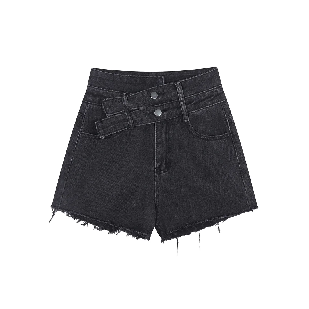 Irregular Denim Shorts Women 2022 Newest Summer Korean Style Black Blue Fashion High Waist Shorts Female Short Hot Pants Jeans