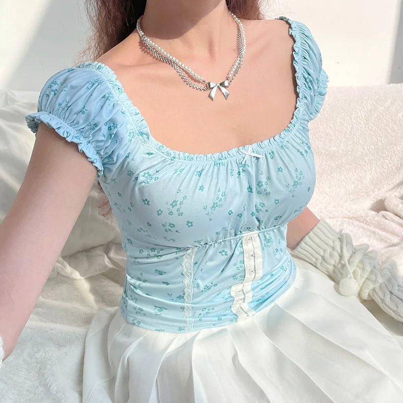 Rapcopter y2k Small Floral Tank Tops Lace Trim Cute Sweet Crop Top Pin Patched O Neck Strap Mini Vest Women Summer Fairycore Tee