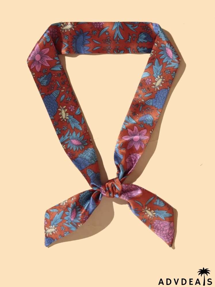 Flower Print Twilly Scarf