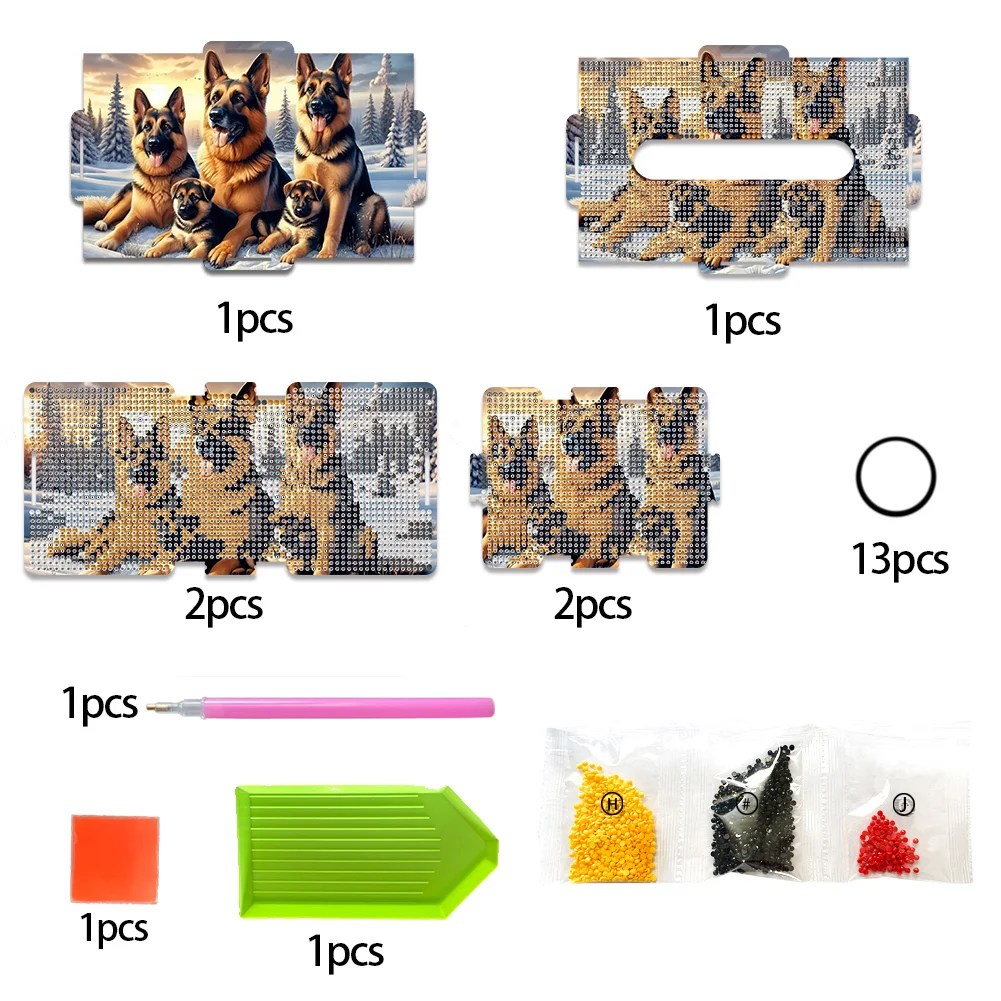 Diamond Painting Tissue Box Kits Decorative Rhinestone Craft Kit (Winter Hound)