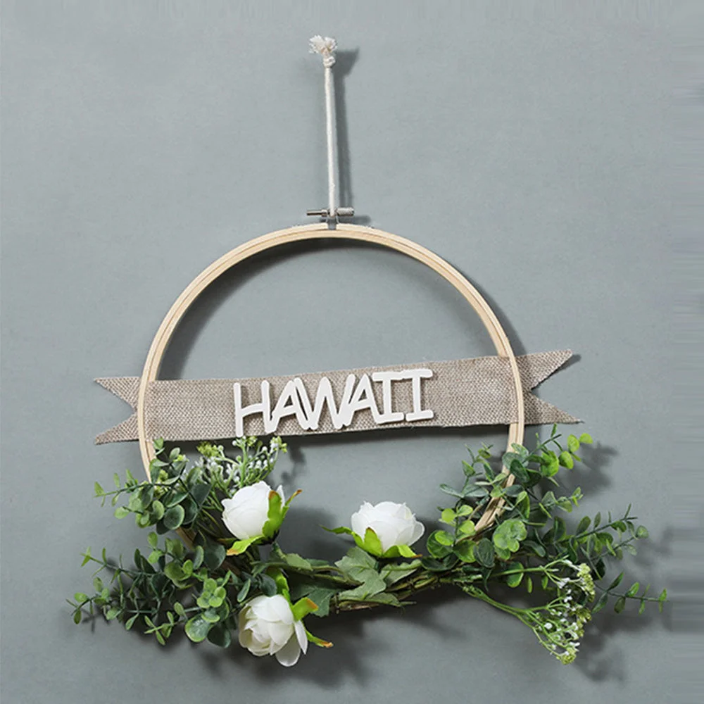 Simulation Eucalyptus Leaf Bamboo Circle Festive Decoration Garland