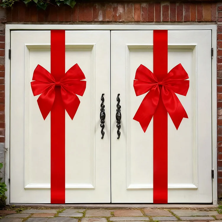 Red Christmas Cabinet Ribbons Bows Large Red Bow