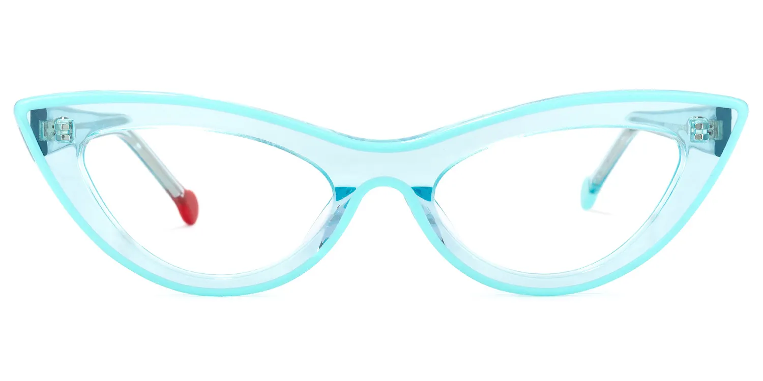 Yuki Blau Kristall Cateye Brille Blau