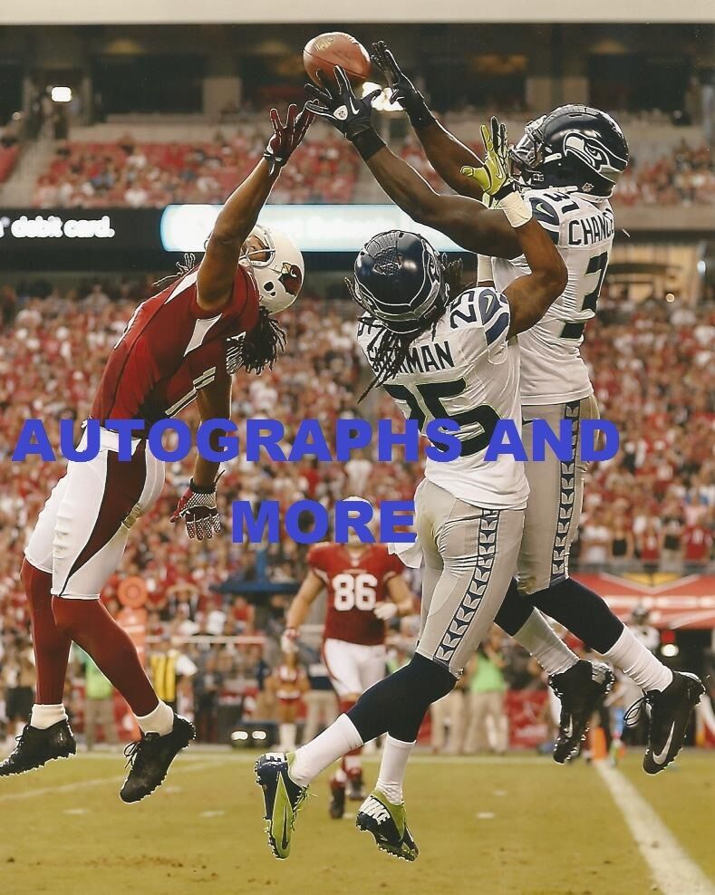 RICHARD SHERMAN SEATTLE SEAHAWKS 8x10 Photo Poster painting - TAKING ONE AWAY FROM FITZGERALD