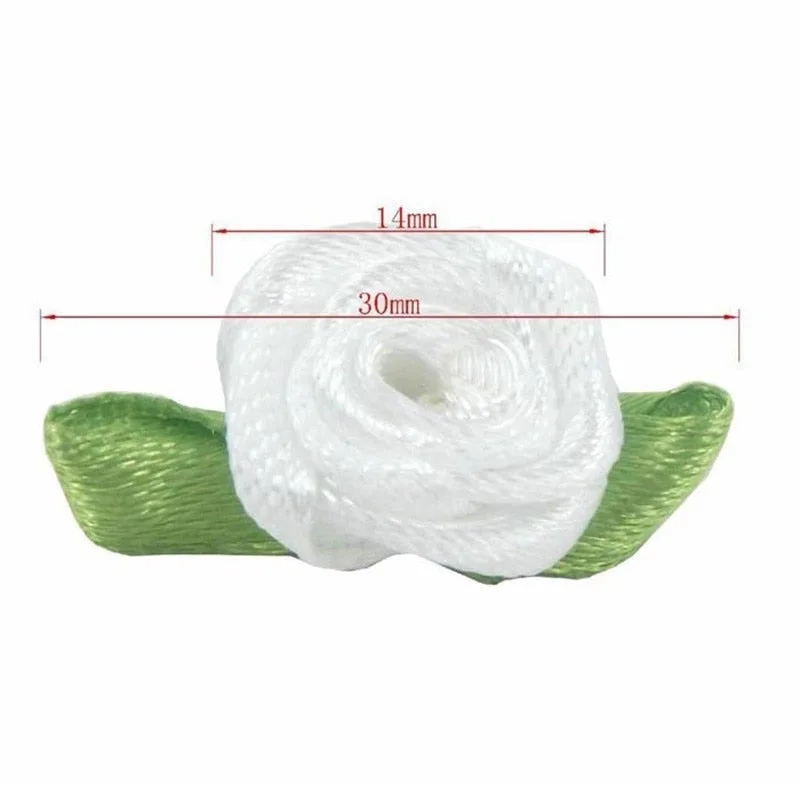 300pcs Mini Satin Ribbon Flower Silk Rose head Ribbon DIY Wedding Bow Appliques Craft Sewing Clothing Accessories  Decoration