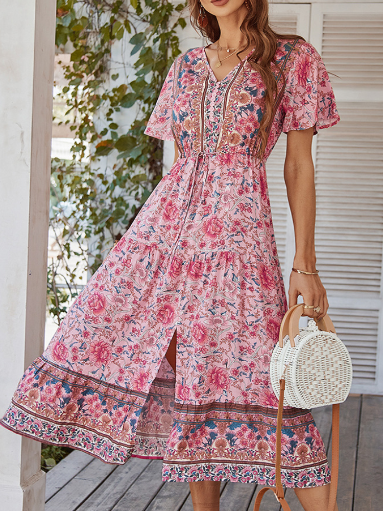 Short-Sleeve Bohemian Holiday Dress