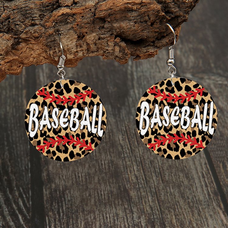 ANB - Leopard Baseball Leather Earrings