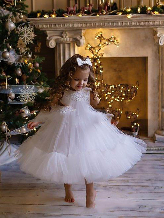 Half Sleeve Jewel Neck Flower Girl Dresses with Lace for Princesses main image 1